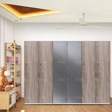 Wiemann Berlin hinged-door wardrobe of width 300cm without cornice, with handles in silver/slate Wiemann Berlin hinged-door wardrobe of width 300cm without cornice, with handles in silver/slate