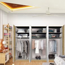 Wiemann Berlin hinged-door wardrobe of width 300cm without cornice, with handles in silver/slate