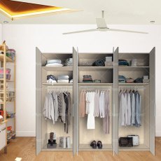 Wiemann Asmara hinged-door wardrobe of width 300cm without cornice, with handles in chrome/slate