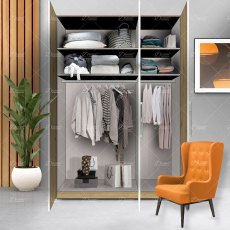 Wiemann Asmara hinged-door wardrobe of width 150cm without cornice, with handles in chrome/slate