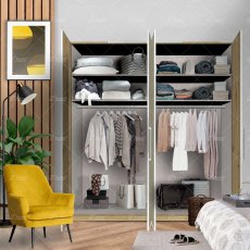 Wiemann Asmara hinged-door wardrobe of width 200cm without cornice, with handles in chrome/slate