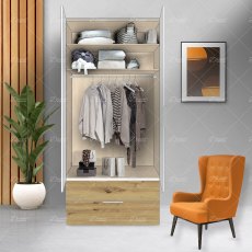 Wiemann Asmara combi wardrobe of width 100cm without cornice, with handles in chrome/slate