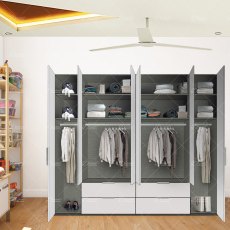 Wiemann Asmara combi wardrobe of width 300cm without cornice, with handles in chrome/slate