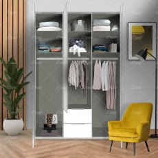 Wiemann Asmara combi wardrobe of width 150cm without cornice, with handles in chrome/slate