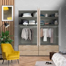 Wiemann Asmara combi wardrobe of width 200cm without cornice, with handles in chrome/slate