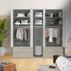 Wiemann Asmara combi wardrobe of width 250cm without cornice, with handles in chrome/slate