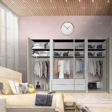 Wiemann Asmara combi wardrobe of width 350cm without cornice, with handles in chrome/slate