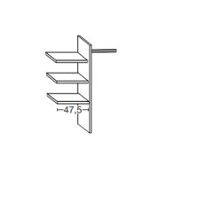 Laundry Shelf Insert consisting of 3 adjustable shelves, 1 hanging rail, 1 mid panel for compartment width 80.1 cm  W 80.1cm x H 137 cm x D 51.5cm