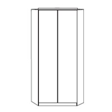 Walk-in corner unit with swing doors with mirrored door Front with trims W130cm x H220cm x D127cm