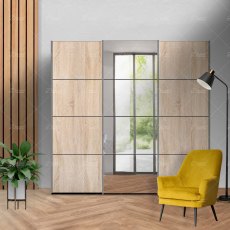 Wiemann Miami sliding-door wardrobe of width 225cm with 3 doors without cornice, handles in silver