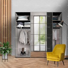 Wiemann Miami sliding-door wardrobe of width 225cm with 3 doors without cornice, handles in silver Wiemann Miami sliding-door wardrobe of width 225cm with 3 doors without cornice, handles in silver