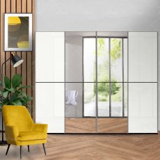 Wiemann Miami sliding-door wardrobe of width 330cm with 4 doors without cornice, handles in silver Wiemann Miami sliding-door wardrobe of width 330cm with 4 doors without cornice, handles in silver