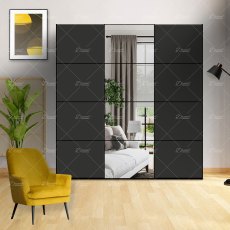 Wiemann Miami plus sliding door wardrobe of width 225cm 3 doors without cornice, handle ledges in chrome/slate Wiemann Miami plus sliding door wardrobe of width 225cm 3 doors without cornice, handle ledges in chrome/slate