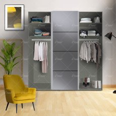 Wiemann Miami plus sliding door wardrobe of width 280cm 3 doors without Cornice, handle ledges in chrome/slate