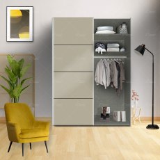 Wiemann Miami 2 sliding door wardrobe of width 150cm 2 doors without cornice, handle ledges in chrome