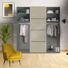 Wiemann Miami 2 sliding door wardrobe of width 225cm 3 doors without cornice, handle ledges in chrome