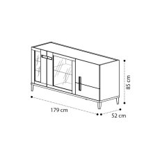 Camel Group Ambra 3 Door Buffet With Wooden Doors