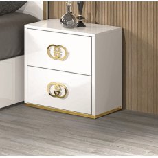 H2O Design Vogue White and Gold Night Table