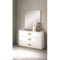H2O Design Vogue White and Gold Dresser With Mirror