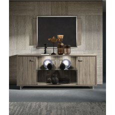 Camel Group Volare Nickel 4 Door Buffet With Glass Doors