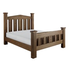 Vermont Solid Wood Bed in Natural Oak and High Gloss