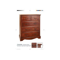 Charlotte Solid Wooden 5 Drawer Tallboy Charlotte Solid Wooden 5 Drawer Tallboy