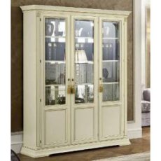 Camel Group Treviso White Ash 3 Door Vitrine 'alta' With Wooden Shelves