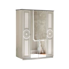 Camel Group Aida White and Silver 4 Door Wardrobe With 2 Mirror Doors Camel Group Aida White and Silver 4 Door Wardrobe With 2 Mirror Doors
