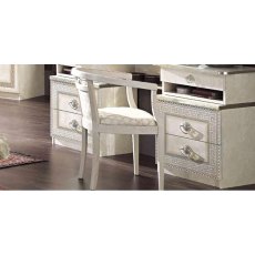 Camel Group Aida White and Silver Bedroom Chair / Pouf