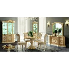 Camel Group Aida Ivory and Gold 3 Door Cabinet With 2 LED Lights
