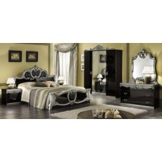 Camel Group Barocco Black and Silver 4 Door Wardrobe With 2 Mirror Doors