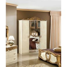 Camel Group Barocco Ivory and Gold 4 Door Wardrobe With 2 Mirror Doors Camel Group Barocco Ivory and Gold 4 Door Wardrobe With 2 Mirror Doors