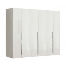 Camel Group Dama Bianca White High Gloss 6 Door Mirror Wardrobe