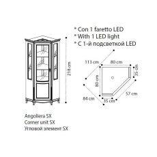 Camel Group Fantasia Bianco Antico 1 Door Corner Unit With 1 LED Light