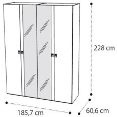 Camel Group Onda White High Gloss 4 Door Wardrobe