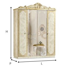 Camel Leonardo Night Italian Ivory 4 Door Wardrobe With Mirrors Camel Leonardo Night Italian Ivory 4 Door Wardrobe With Mirrors
