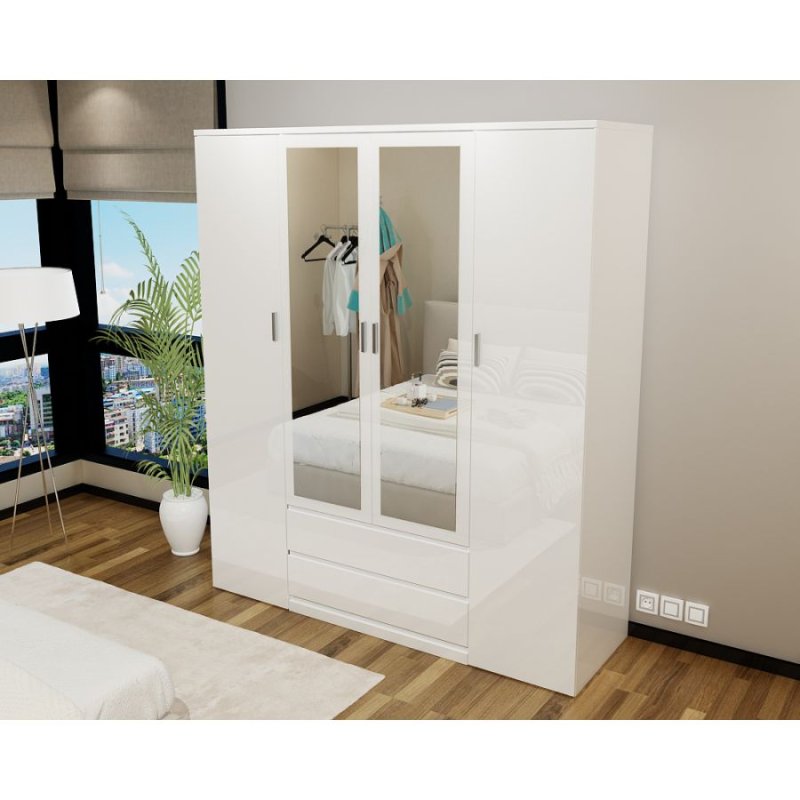 Dream Home Furnishings Regency 4 Door Wardrobe (High Gloss) White