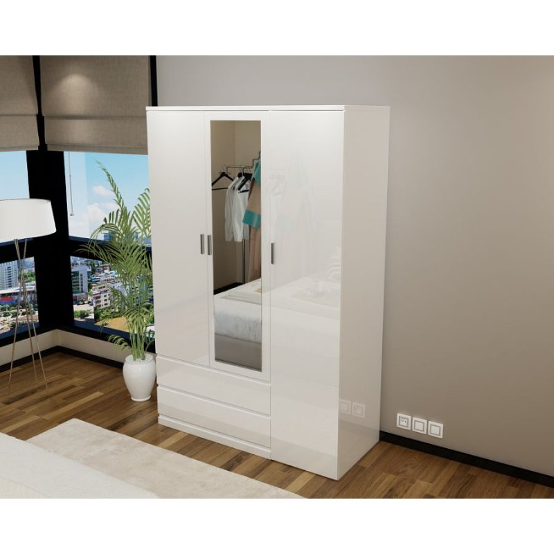 Dream Home Furnishings Regency 3 Door Wardrobe (High Gloss) White