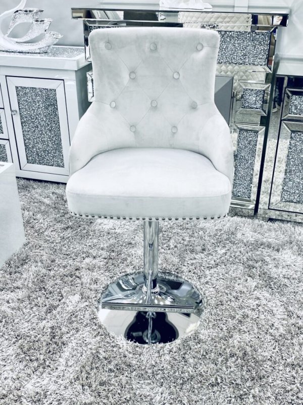 Dream Home Furnishings Majestic Silver Fabric Bar Stool