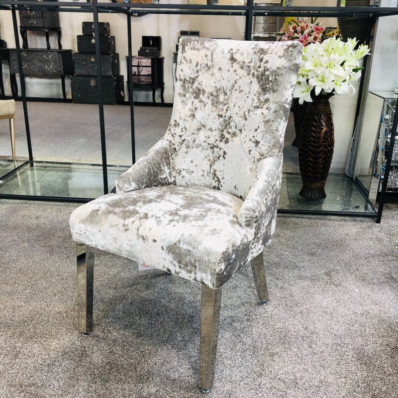 Dream Home Furnishings Venice Premium Crushed Velvet Silver Dining Chair