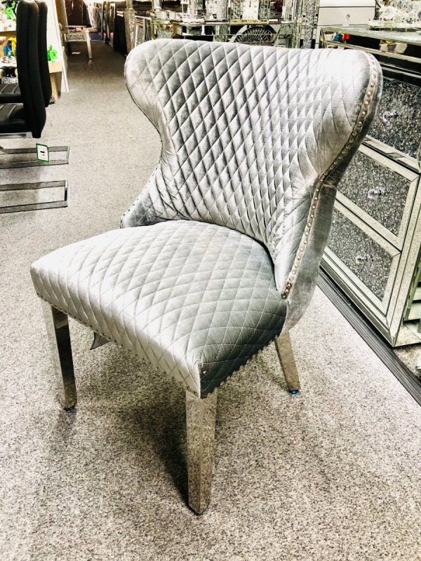 Dream Home Furnishings Valentino HQ Bruhsed Silver Dining Chair