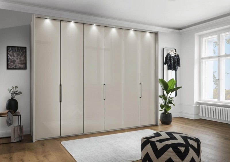 Wiemann German Furniture WIEMANN Monaco2000 6 Door Wardrobe with bi-fold doors in Champagne Glass Finish