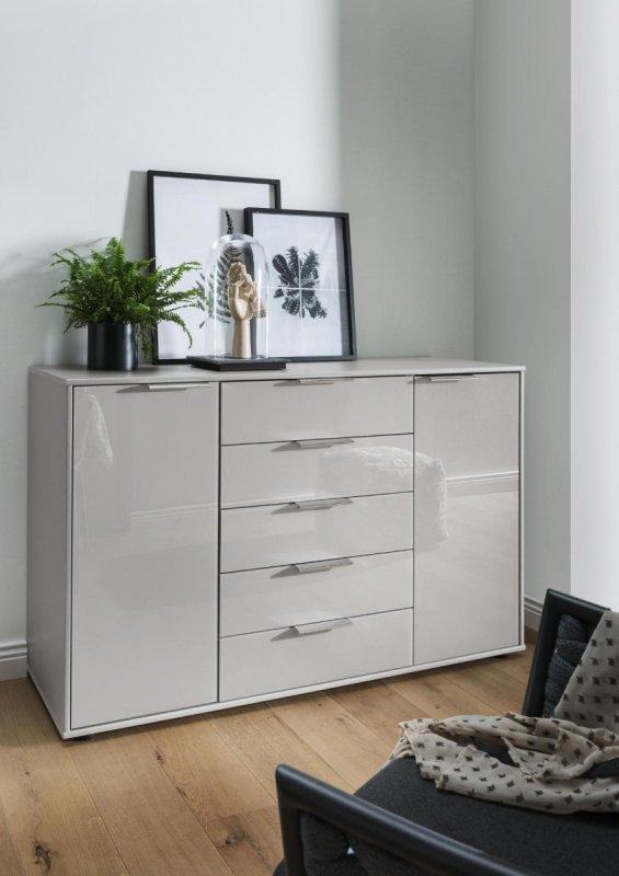 Wiemann German Furniture WIEMANN  Monaco 4000 Combi dresser wih 5 drawers in centre and 2 outer doors in Pebble Grey Finish