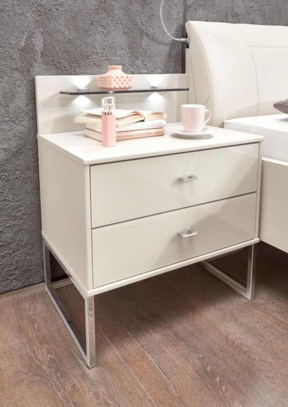 Wiemann German Furniture WIEMANN Vigo Bedside Cabinet in Champage finish with Angled feet