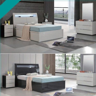 Dream Home Furnishings Rugby High Gloss Bed With Storage & Led Light