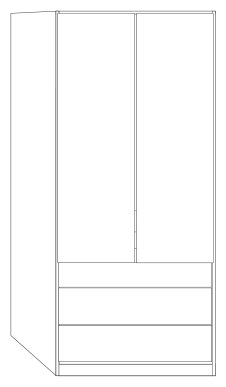 Wiemann German Furniture 2 Door 3 Drawer 100cm with Front in Carcase Colour