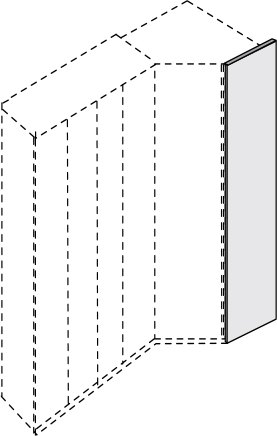 Wiemann German Furniture 216 cm Height End panel for extended and walk-in corner unit, can be used on right and left Black Glass