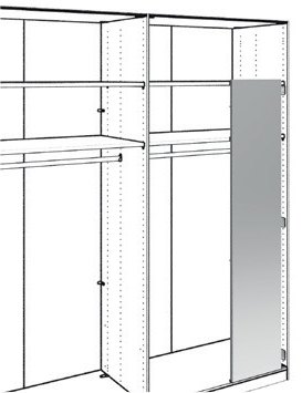 Wiemann German Furniture Fold Out Interior mirror
Only for sliding-door wardrobes
W 36cm x H 173cm x D 1cm