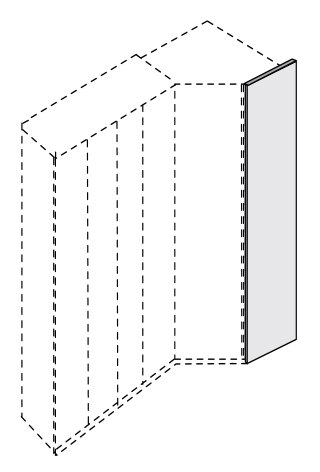 Wiemann German Furniture End panel for extended and walk-in corner unit 

W 56cm x H 216cm x D 1.5cm
To be used on right a