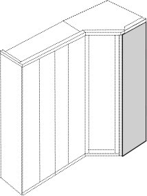 Wiemann German Furniture End panel for extended and walk-in corner unit, can be used on left and right